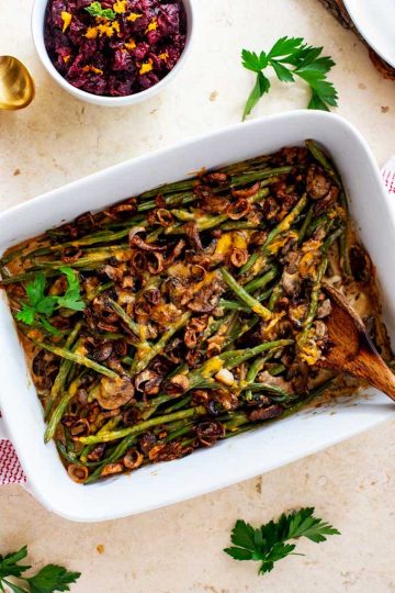 Keto Green Bean Casserole - Low Carb Holiday Side - Kicking Carbs