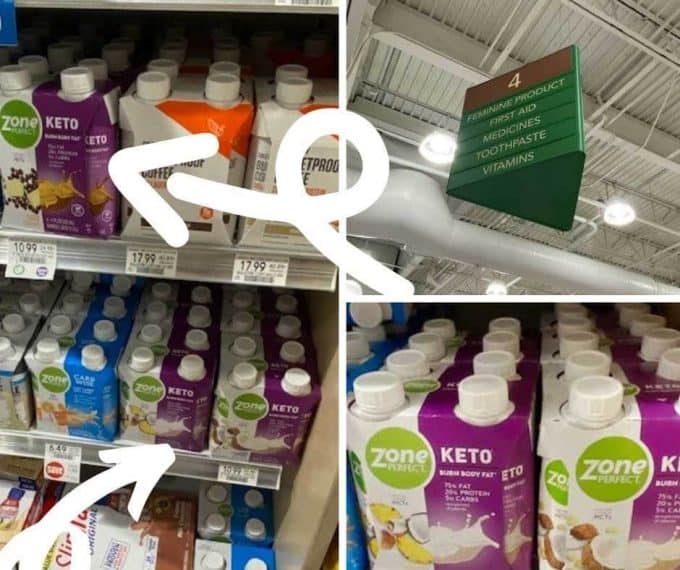 Photo of Zone Perfect Keto Shakes on the shelf at Publix.