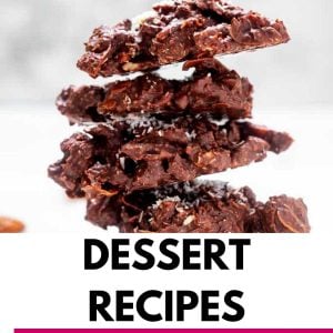 Photo of keto chocolate coconut haystacks with the text below that says Dessert Recipes.