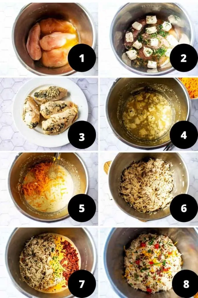 Step by step photos of how to make this Instant Pot Crack Chicken Recipe.
