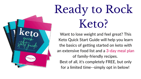 Photo of a keto quickstart guide with the description of the guide on the right.
