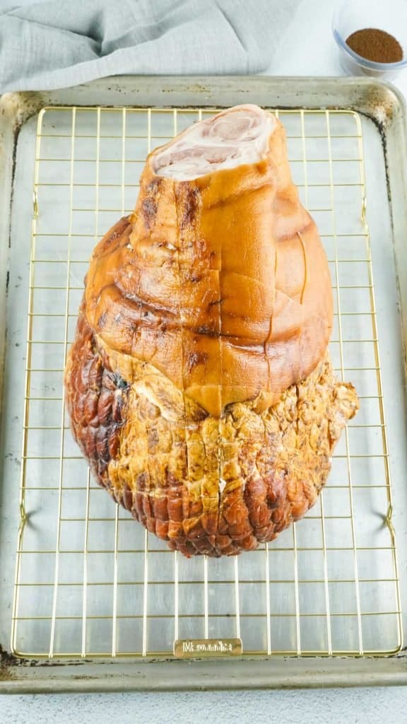 Photo of a keto ham ready for the oven.