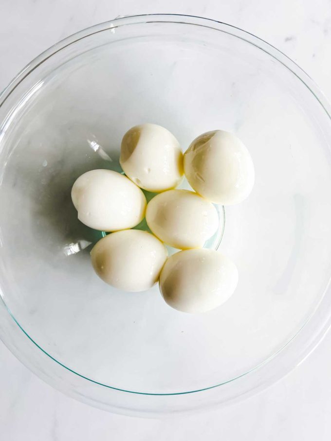 Photo of hard boiled eggs.