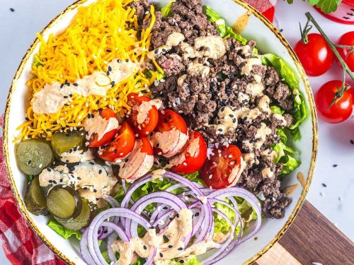 Keto Big Mac Bowl - Kicking Carbs